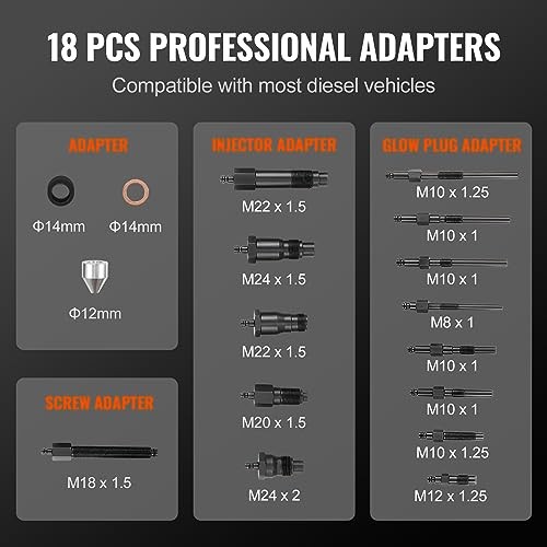 18 pcs Cylinder Pressure Test Tool Kit for Diesel Engines