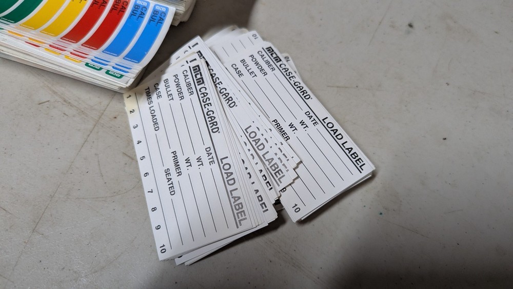MTM reloading data labels, 2 types,
