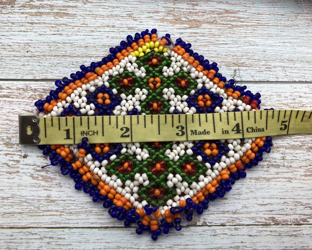 Vintage Evil Eye Patch Kuchi Tribal Textile Missing Beads (18724)