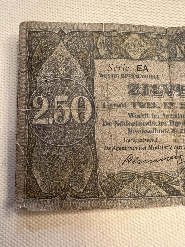 🇳🇱 Netherlands Zilverbon 2 1/2 Gulden 1918