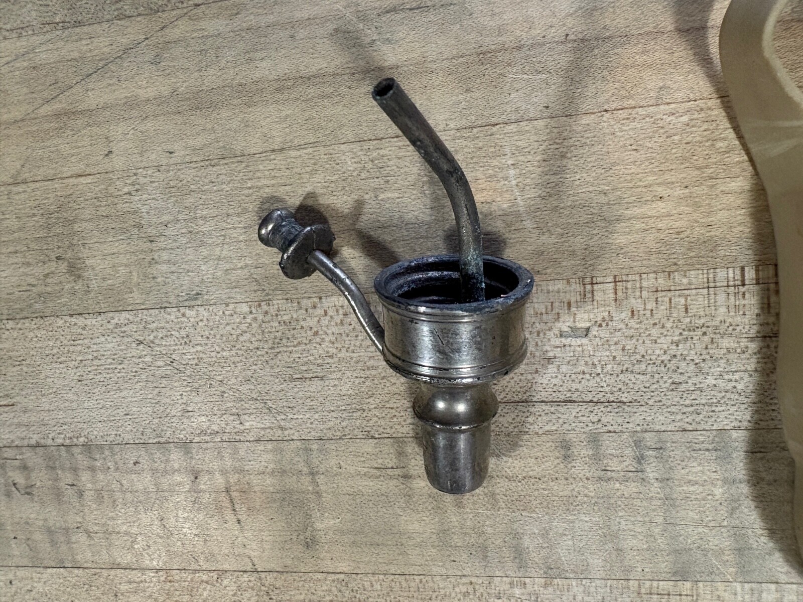 Antique Surgical instrument, screw attachment for bottle with two metal tubes