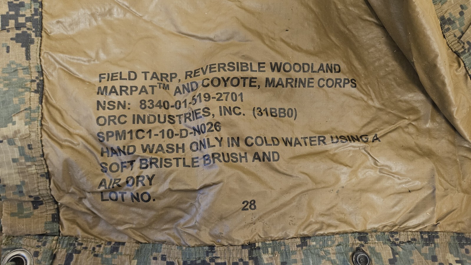 Tarp Military tarpaulin Shelter USMC MARPAT Woodland Camo Reversible USGI