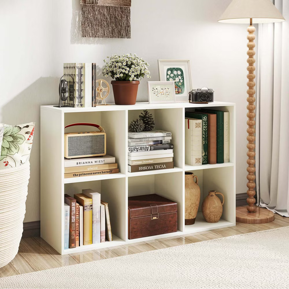 Costway 6-Cube Bookcase Modern 3-Tier Storage Organizer Horizontal