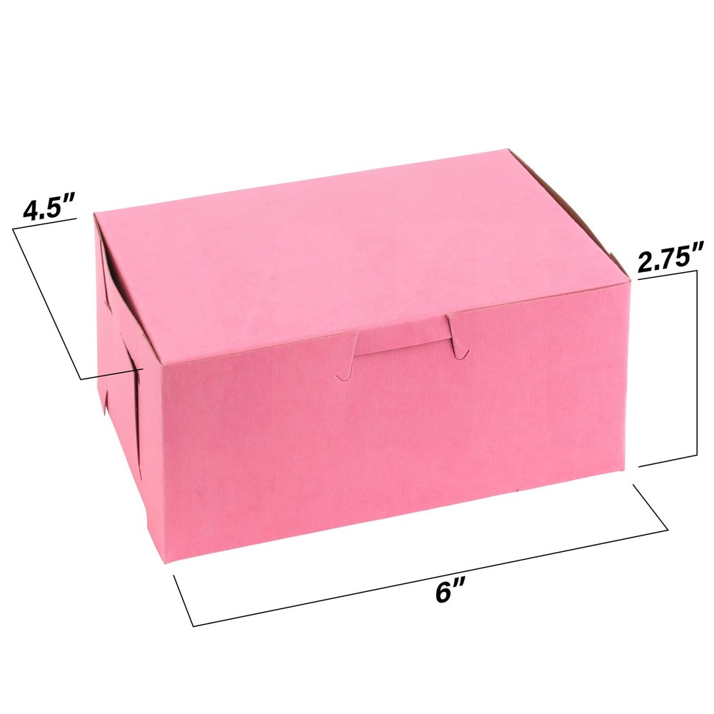 Pink Cookie Boxes 6" x 4 1/2" x 2 3/4" - Elegant Bakery Boxes No-Window (Pack...