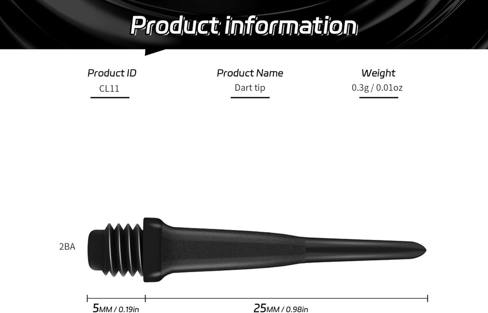 2BA Thread Soft Tip Dart Points - Plastic Dart Tips - 100/1000 Pack Premium Repl