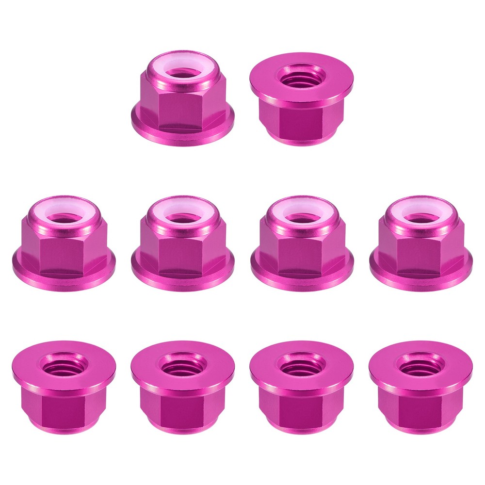 Nylon Insert Hex Lock Nuts, 10pcs - M8x1.25mm Self-Locking Nut(Pink)