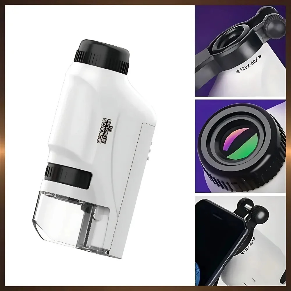 60-120x Handheld Microscope with LED Light Kids Science Tool