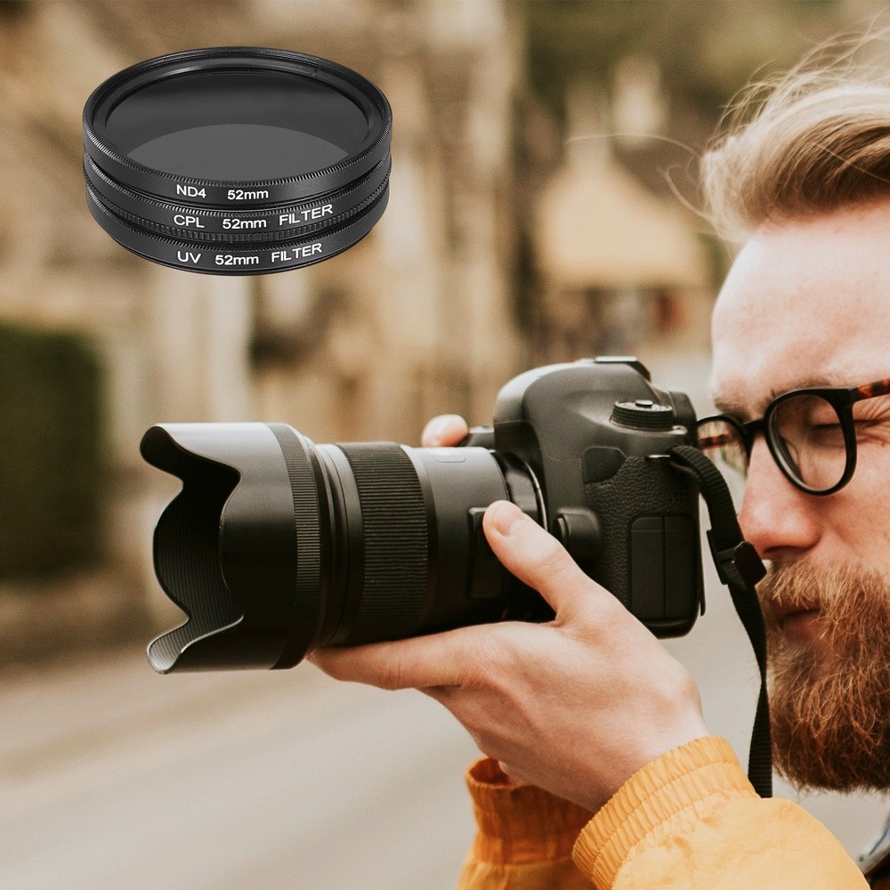 49mm UV/CPL/ND4 Digital Essentials Filter Kit Circular Camera Filters, Black
