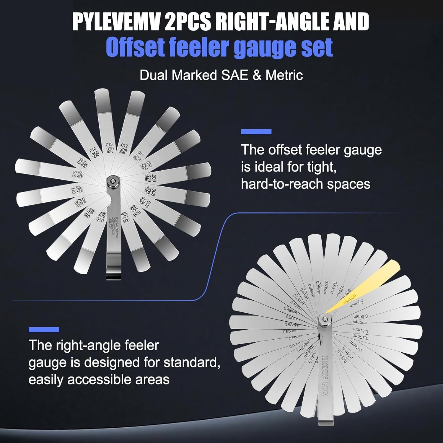Calibrador De Valvulas Medir Espesores 16 Hojas Juego De Galgas Acero Inoxidable