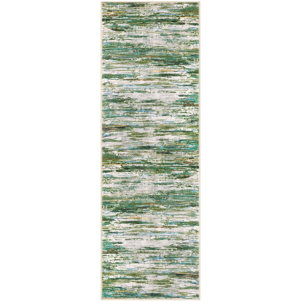 SIILOOM 2x6 Modern Abstract Runner Rug for Hallway, Teal Grey Multi Super Sof...