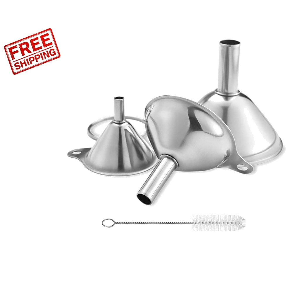 Essential Kitchen Tool: Durable Stainless Steel Funnel Set - 3 Sizes Included