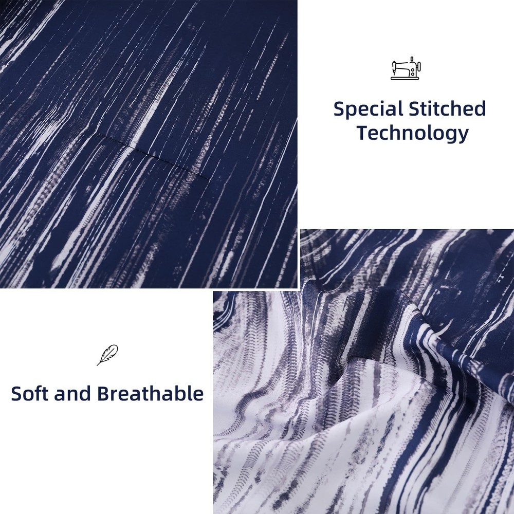 Ombre Blue Comforter Set King Size Gradient Navy Blue White Boho Bedding Set ...