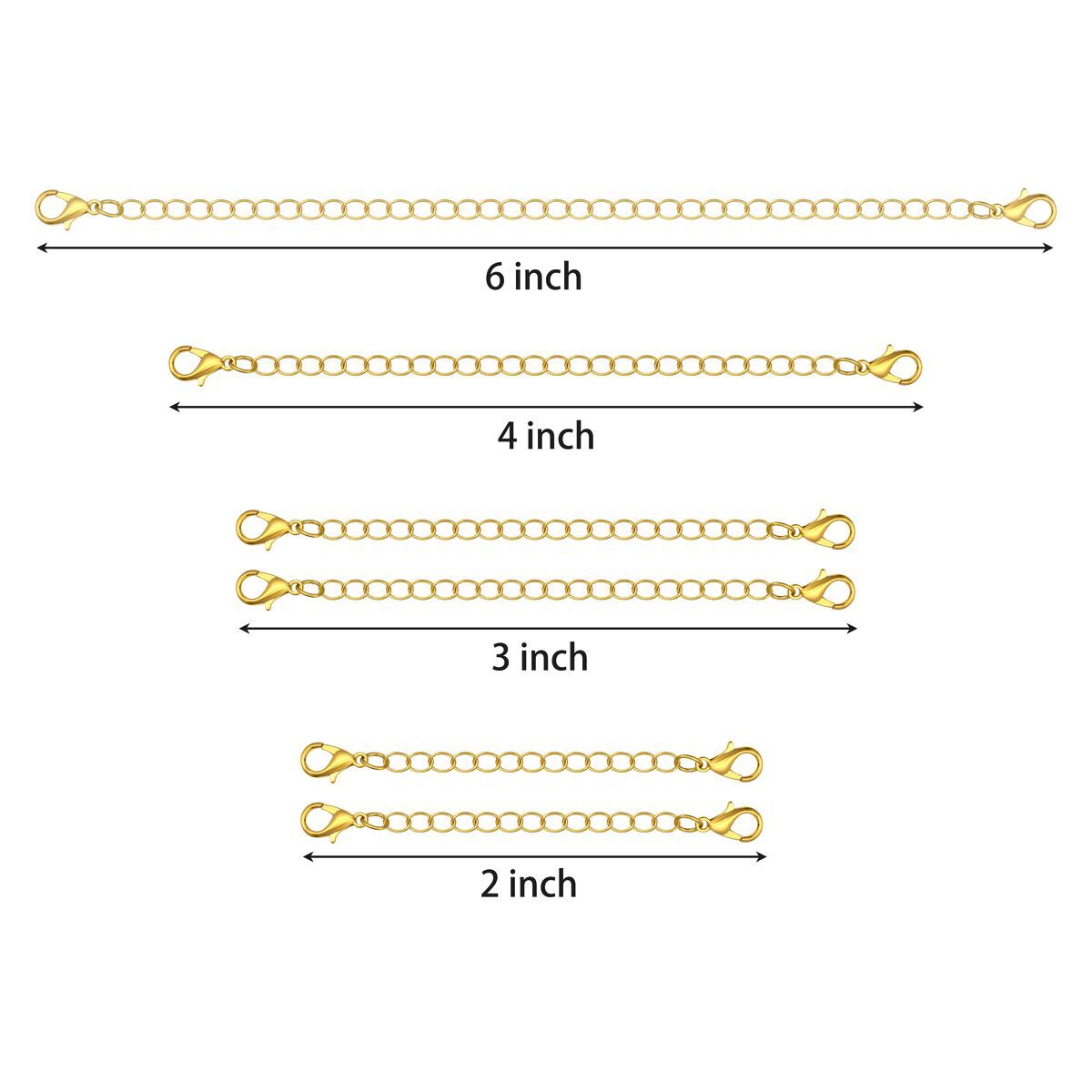 12pcs Stainless Steel Necklace Bracelet Extender Chain Extenders Silver/Gold