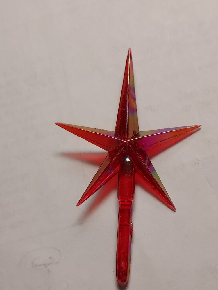 CERAMIC CHRISTMAS TREE PLASTIC STAR Topper Red Aurora (Medium Size)