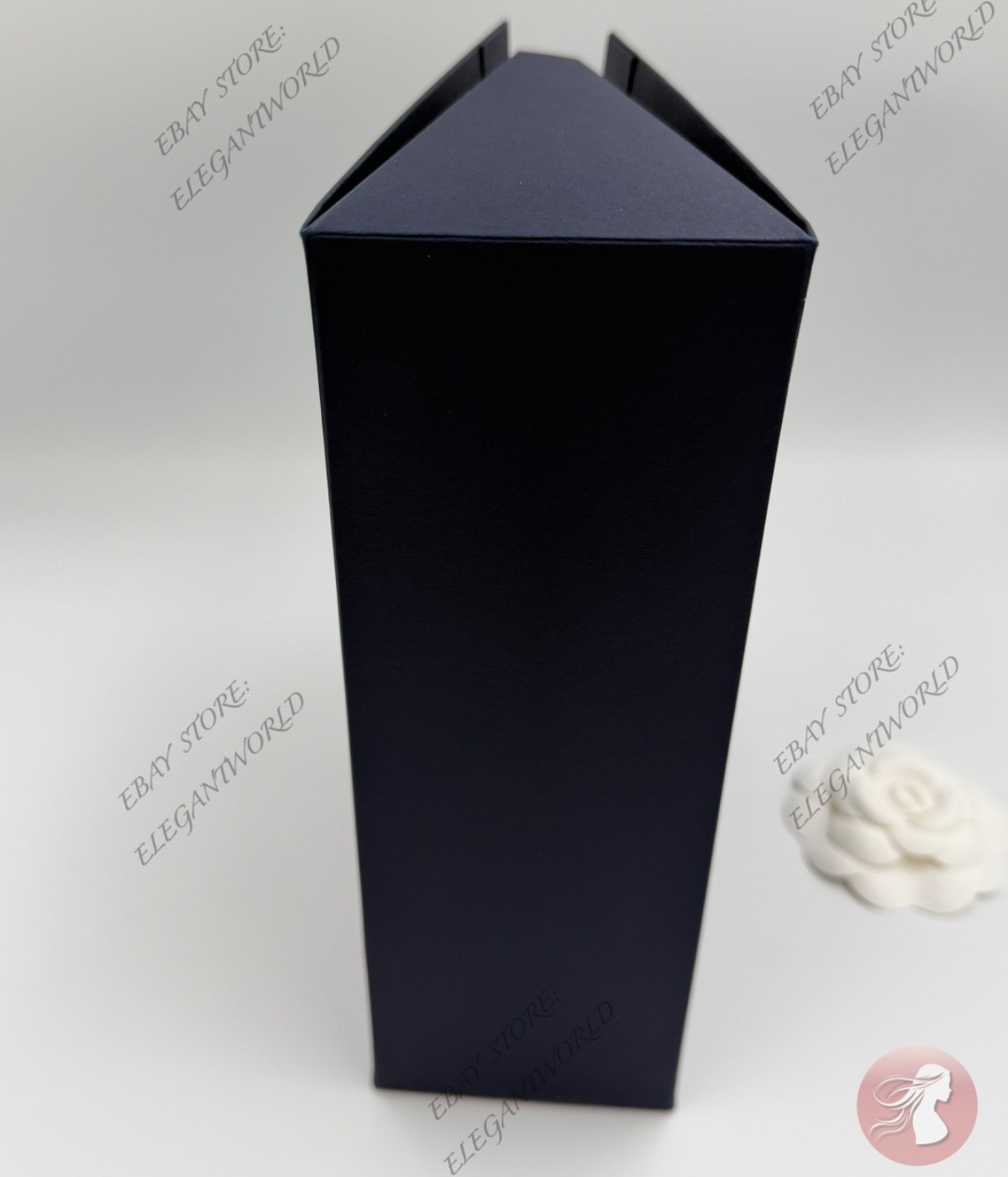 CHANEL Origami Signature DARK BLUE GIFT BOX w/ Ribbon & Tissue 8.75" x 5.5" x 3"