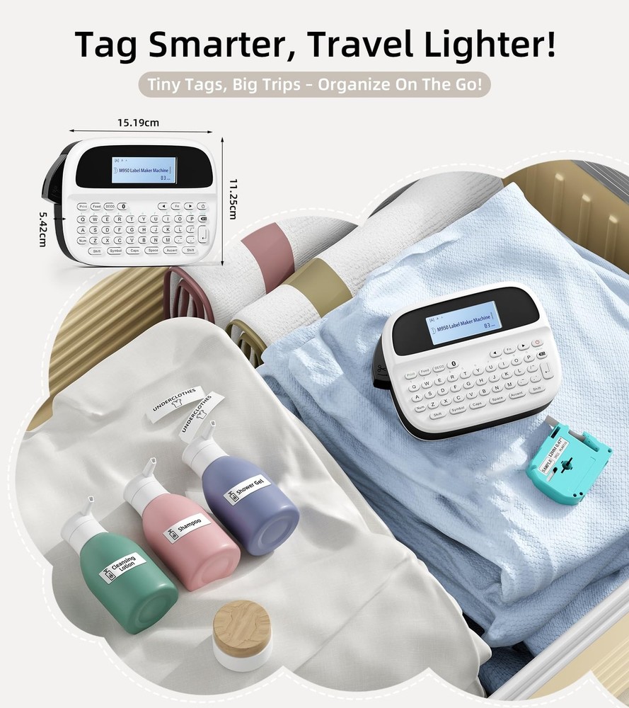 Label Maker Machine with Tapes, Label Maker Waterproof-Labels, Rechargeable B...