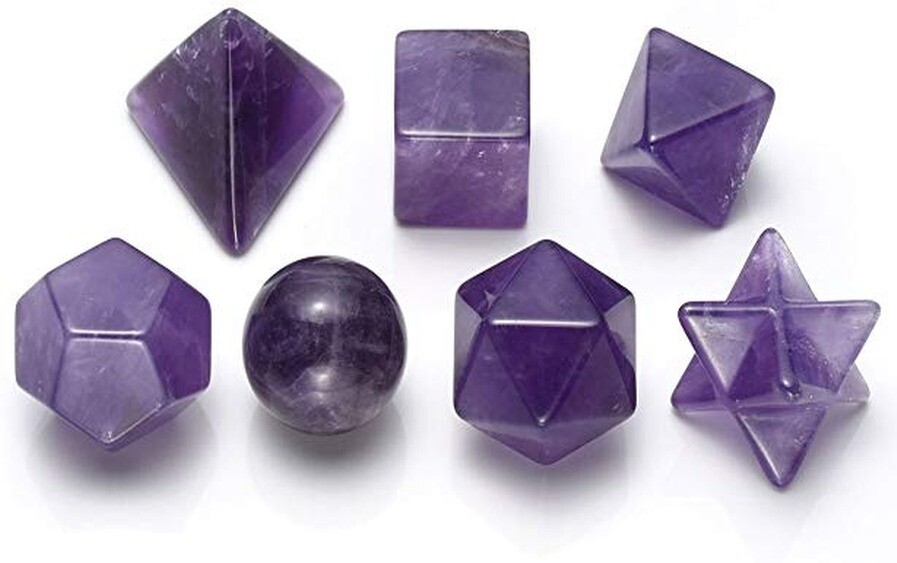 7 Piece AMETHYST SACRED GEOMETRY SET, AMETHYST GEOMETRY SET,CRYSTAL GEOMETRY SET