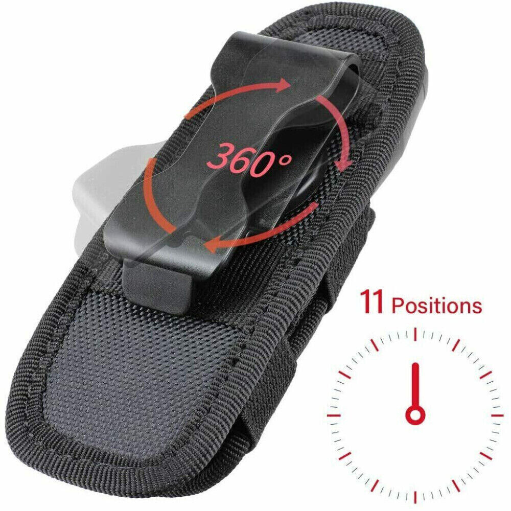 Tactical Flashlight Pouch Adjustable Torch Carry Case with 360-Degree Rotatable