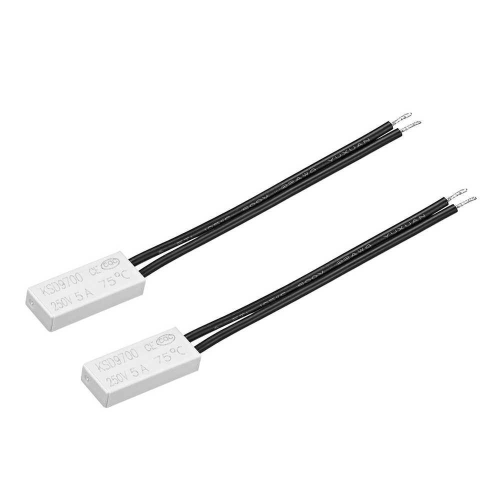 Thermostat 75℃ N.C 5A Plastic Bimetal Temperature Control Switch Controller 2pcs