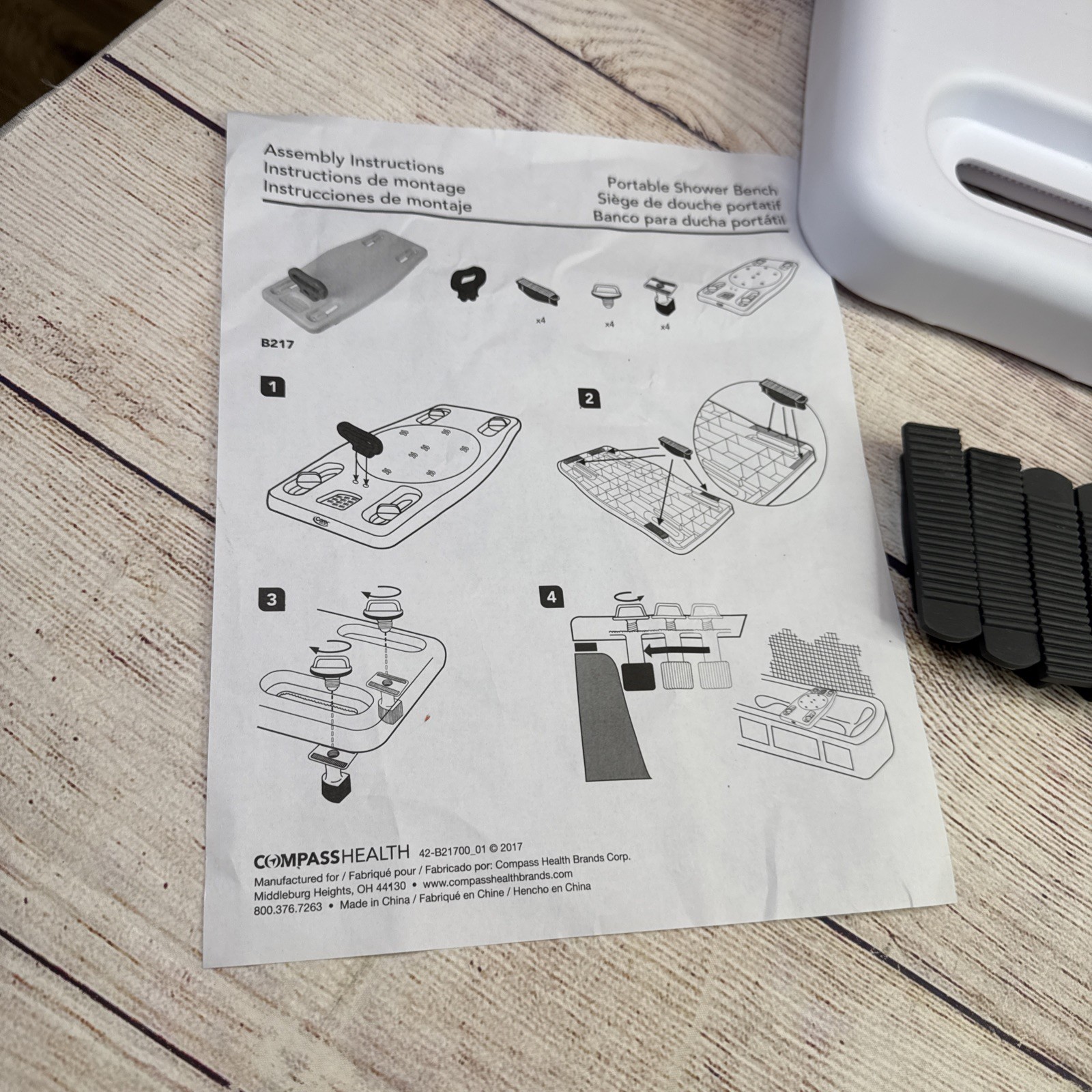Carex Bathtub Transfer Bench Shower Seat with Handle, New