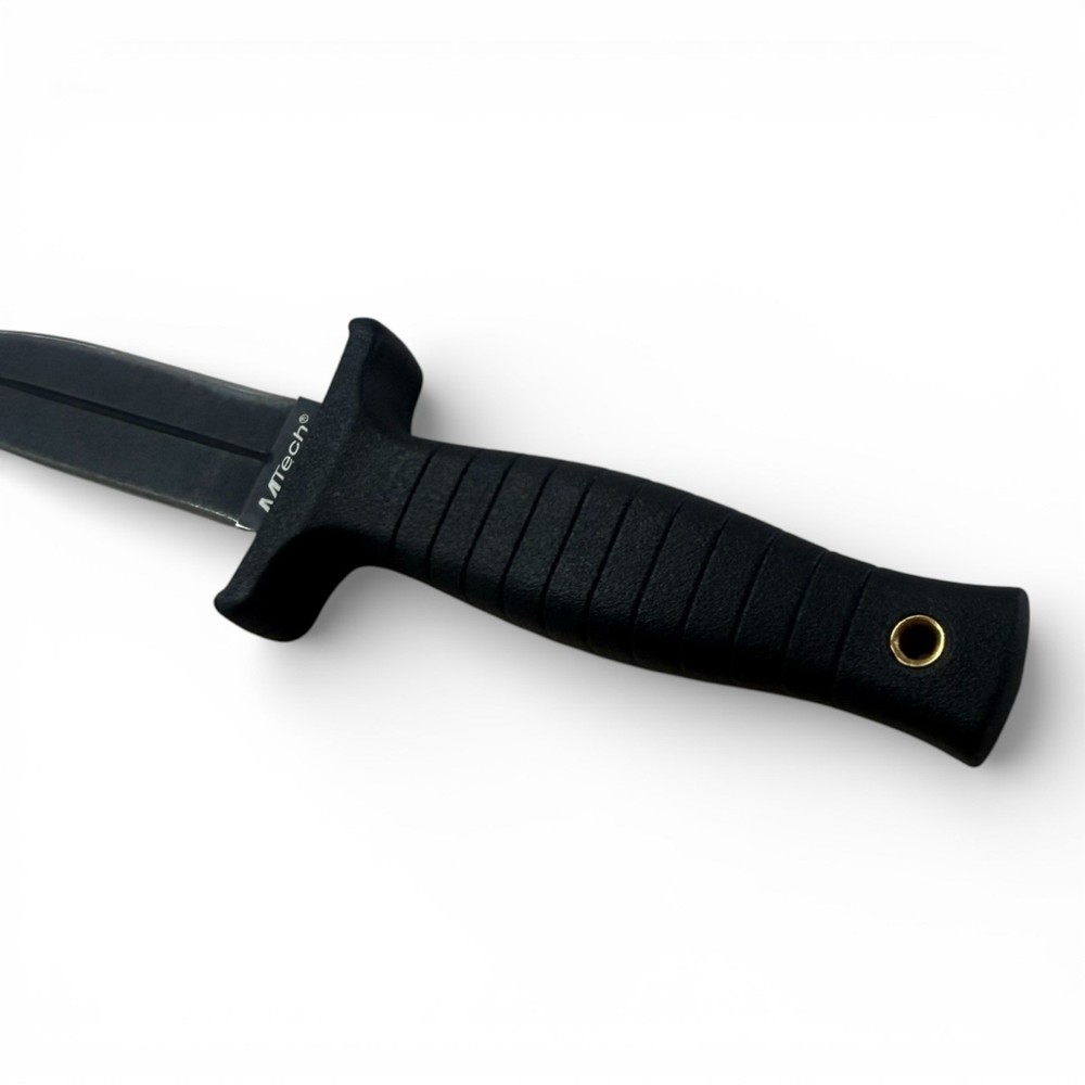 MTech Double Edge Dagger Fixed Blade Knife Rubber Handle w Sheath + Free Folder