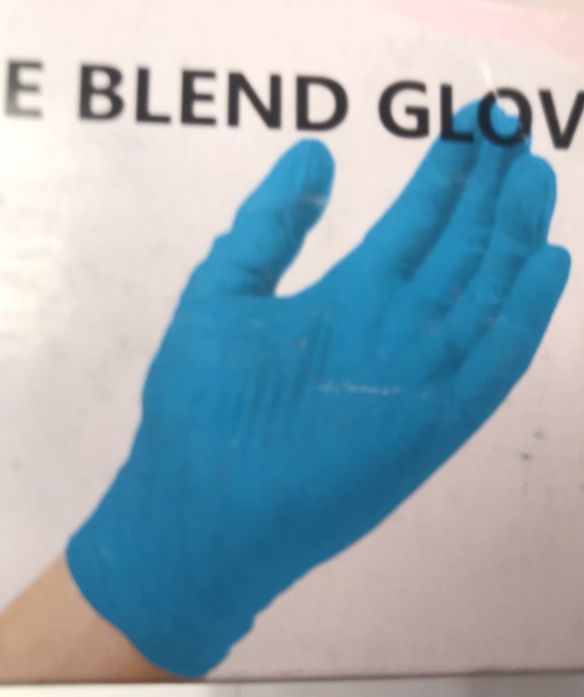 Blue vinil/nitrile blend gloves