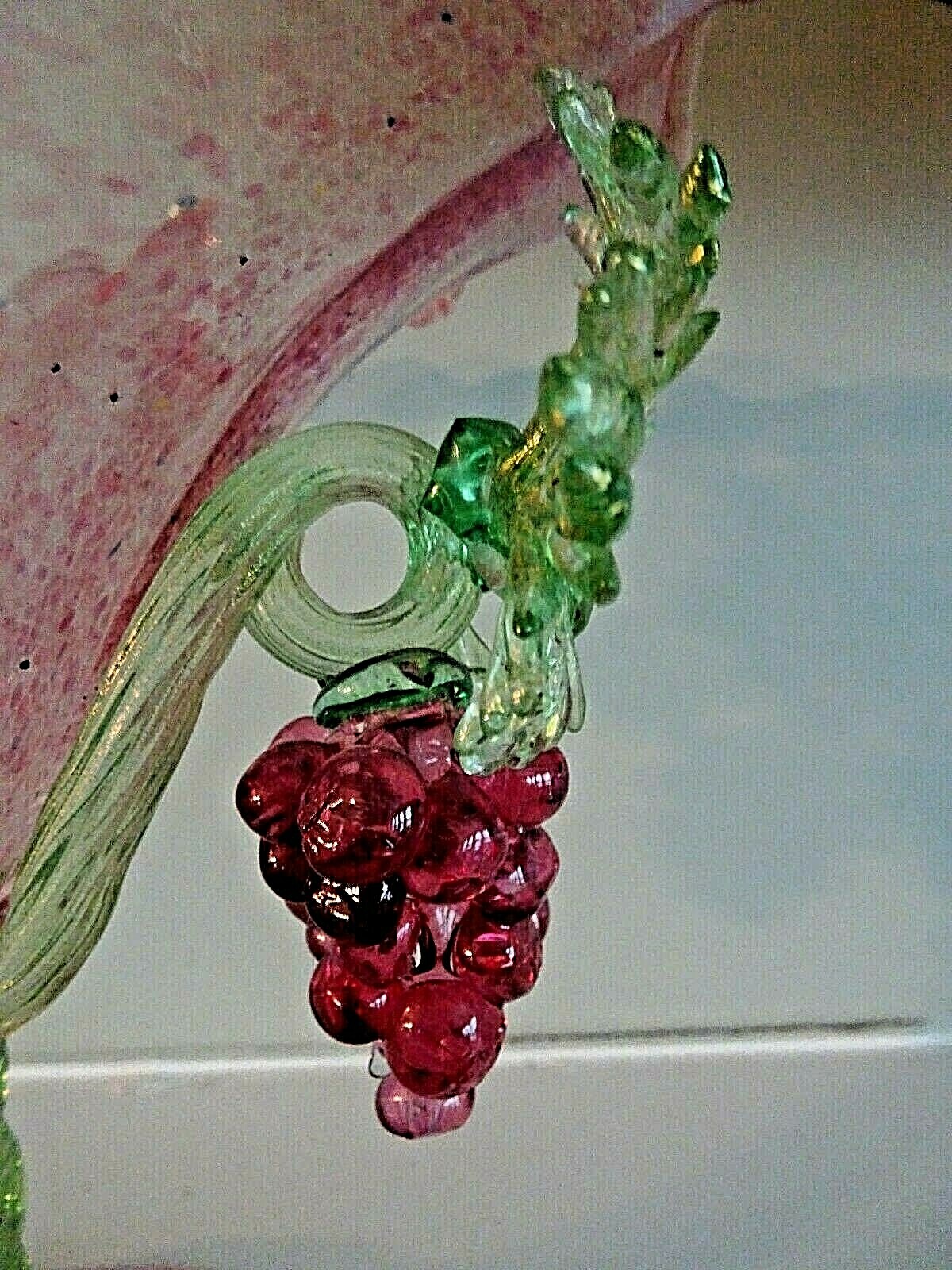 1930's SALVIATI MURANO ART GLASS Plum / Purple GRAPE Compote Footed Bowl 7.35"