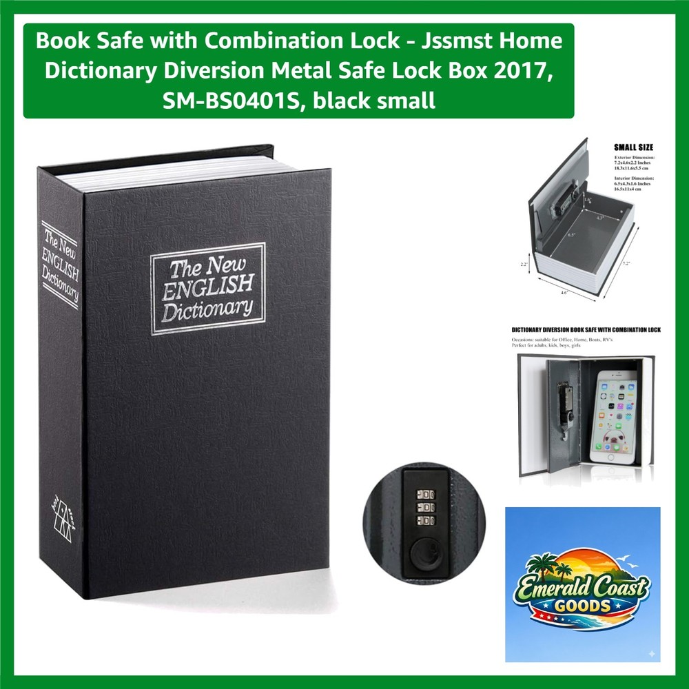 Freestanding Dictionary Safe with Advanced Combination Lock - Modern Metal Box