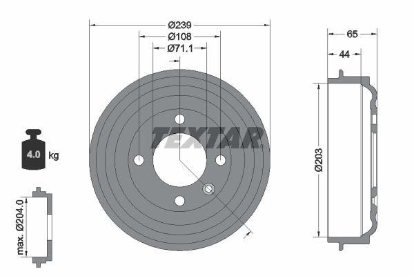 Brake Drum TEXTAR 94049500