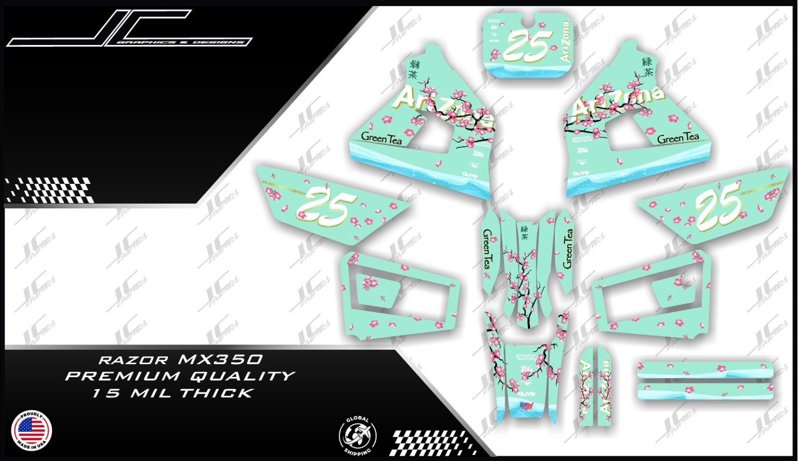 Razor MX350 NEW MODEL graphics kit decals THICK AND HIGH GLOSS