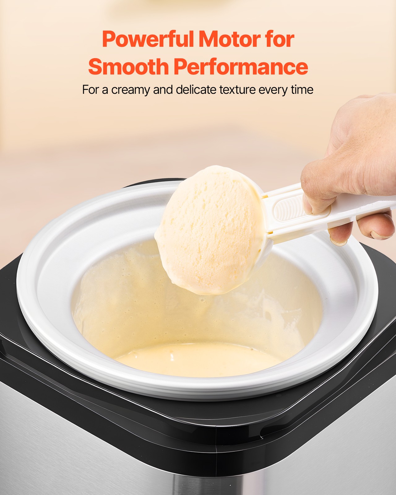 VEVOR Ice Cream Maker Stainless Steel Automatic Machine 2.11 Qt Capacity Silver