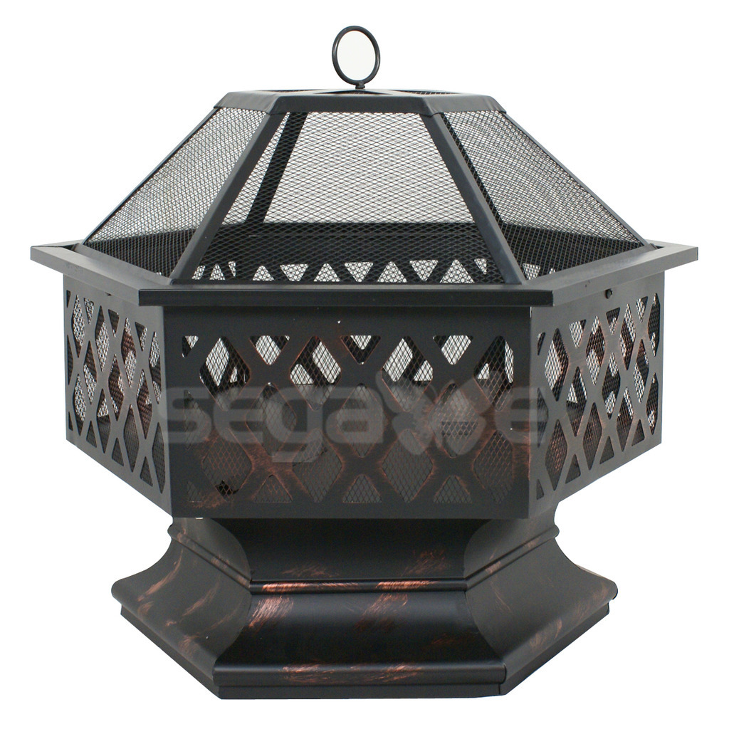 Hex Shaped Fire Pit Fireplace Firepit Bronze Finish Outdoor Home Garden Backyard