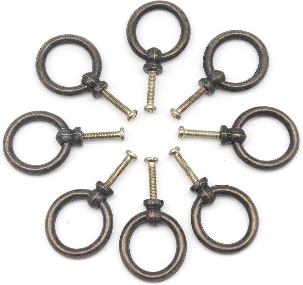 Binifimux 8Pcs Vintage Drop Ring Knobs Pulls for Dresser Drawer, Single Hole
