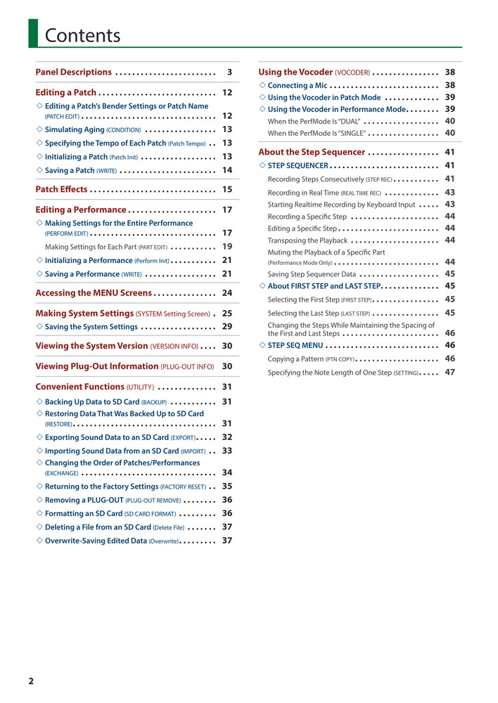Roland System-8 — Reference Manual User Guide — 47 Pages — USA Made