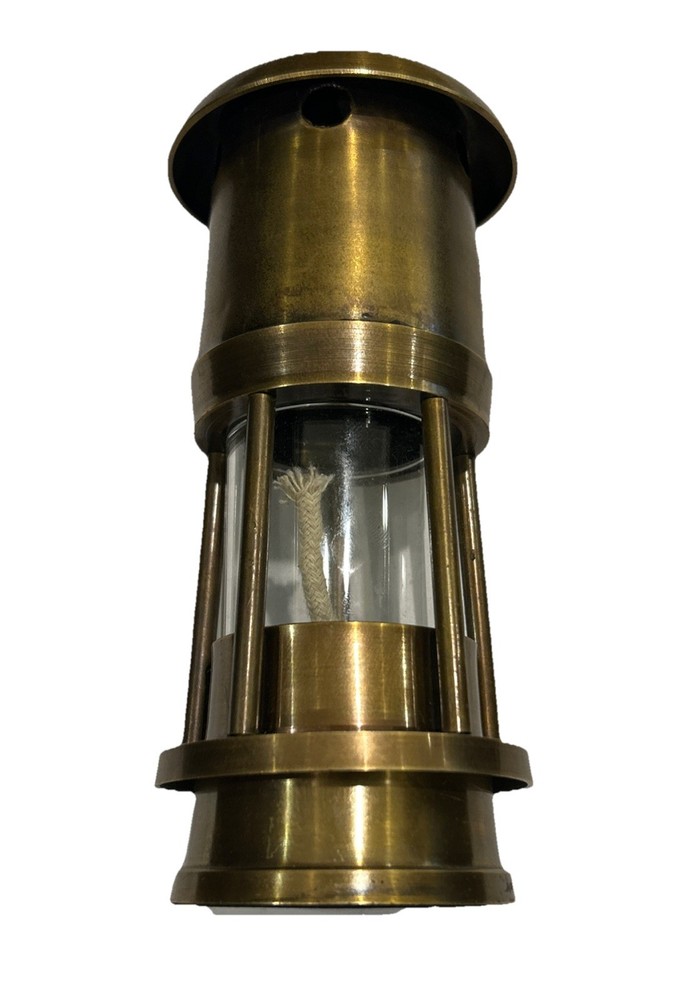SOLID BRASS COLLECTABLE MINERS SAFETY LAMP WITH WICK INSIDE