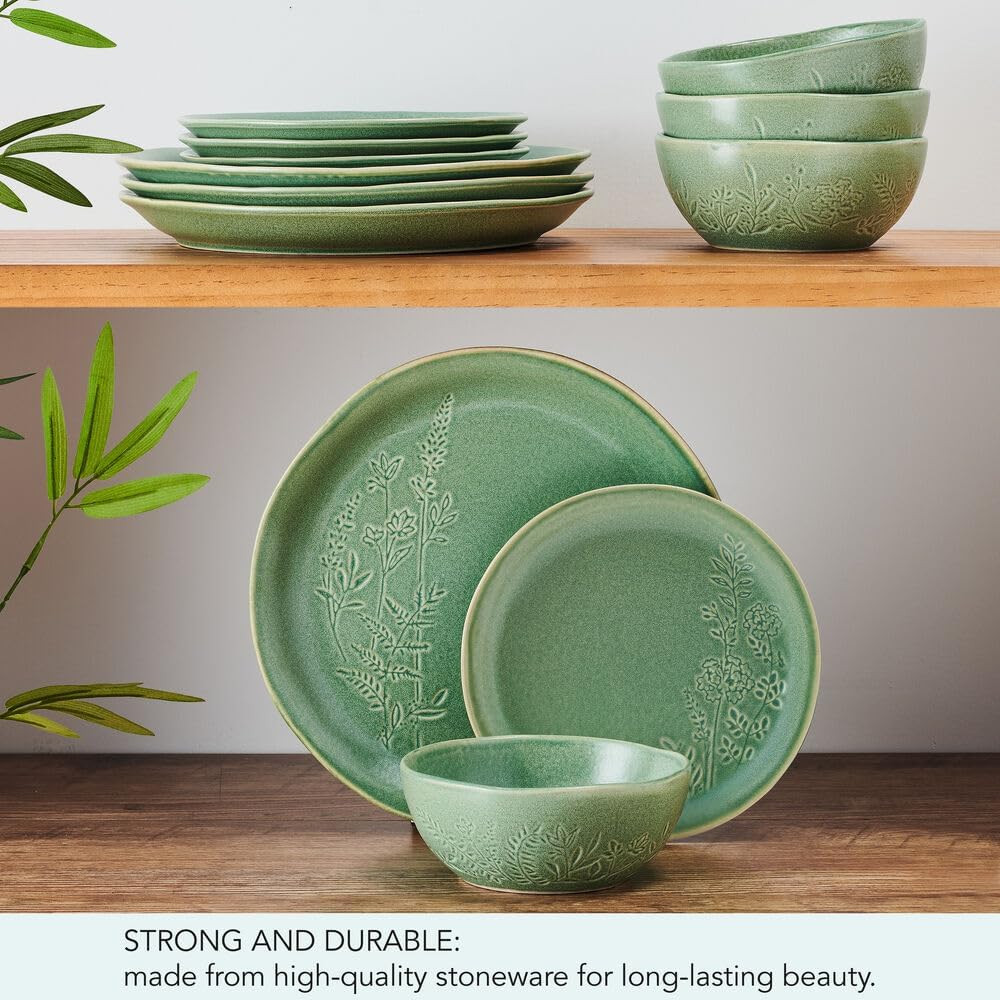 Carrie 12 Piece Dinnerware Set, Service for 4, Green
