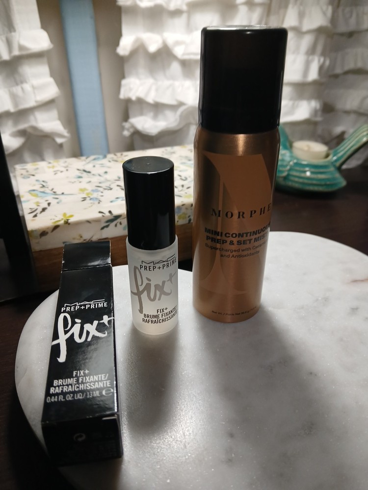 Morphe MINI CONTINUOUS PREP & SET MIST 1.3oz + Mac Prep Prime Fix+ Spray .44oz