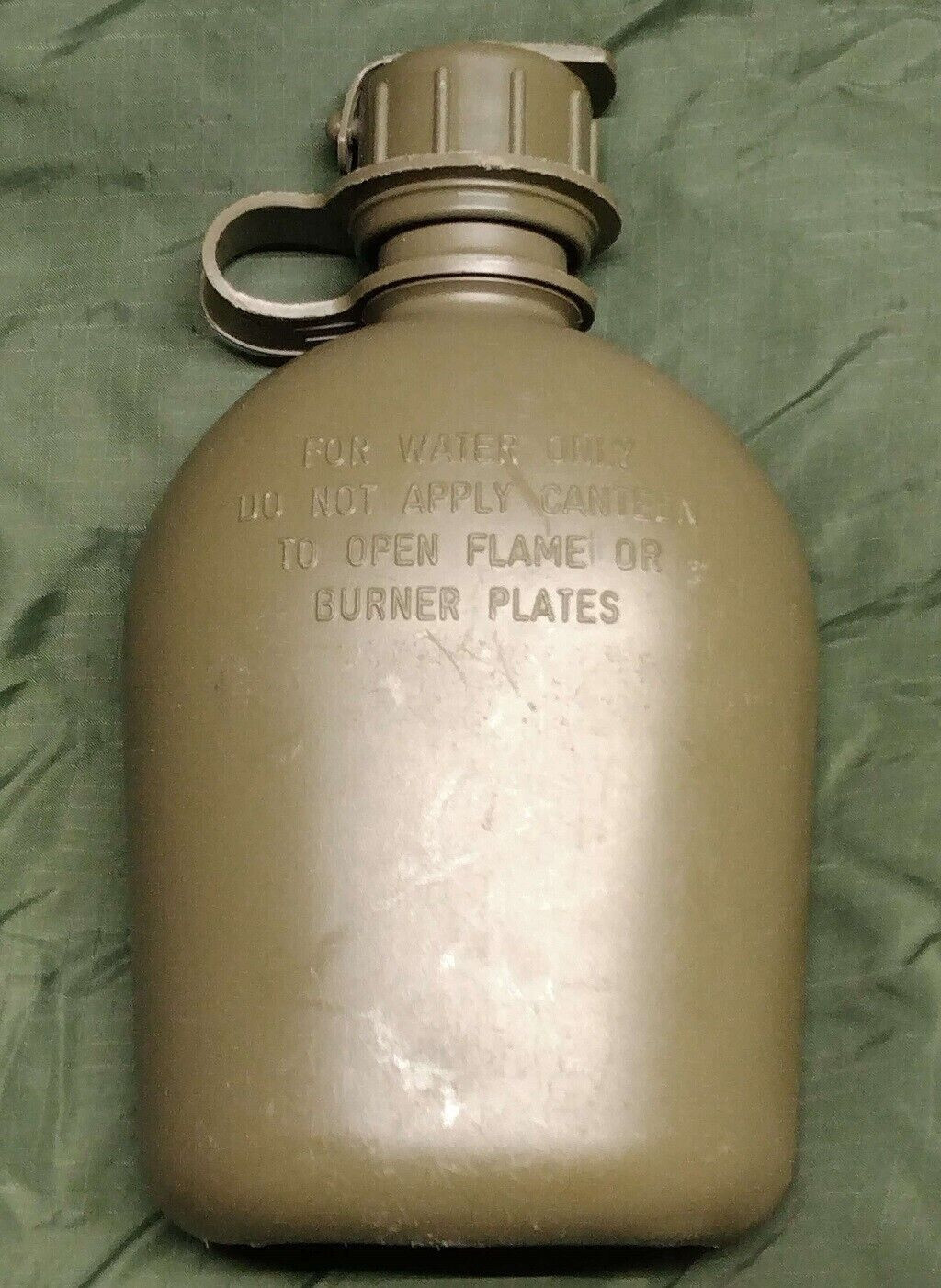US Military 1 Quart Canteen Hard Plastic w/ NBC Cap OD Green 1QT Army G / VGC