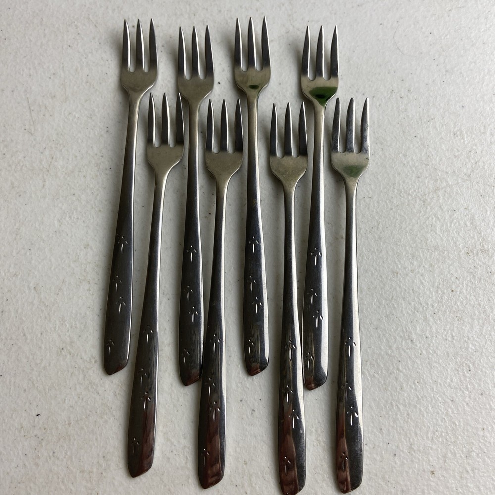 Oneida  ASIAN ARROW Stainless Flatware Cocktail Forks MCM 8pc