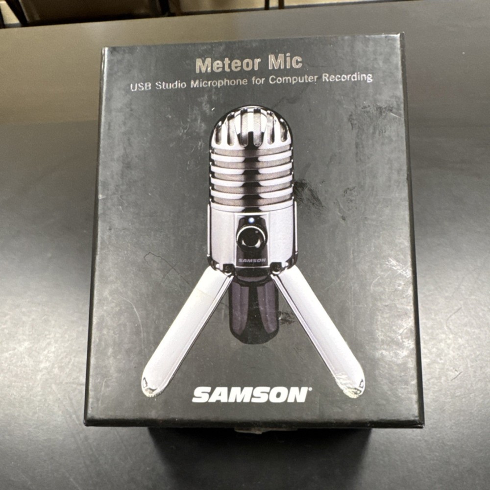 Samson Meteor Mic USB Studio Microphone, Silver, Mute Button, Headphone Jack