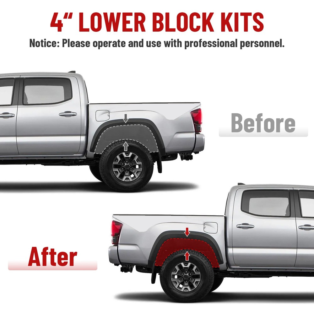 Universal Leaf Spring Lowering Block Kit 4" Drop with U-Bolts & Hardware