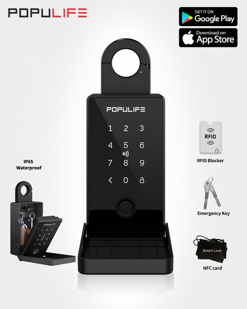 Populife Smart Fingerprint Lock For Keys Code Wireless Remote Access Key Lock