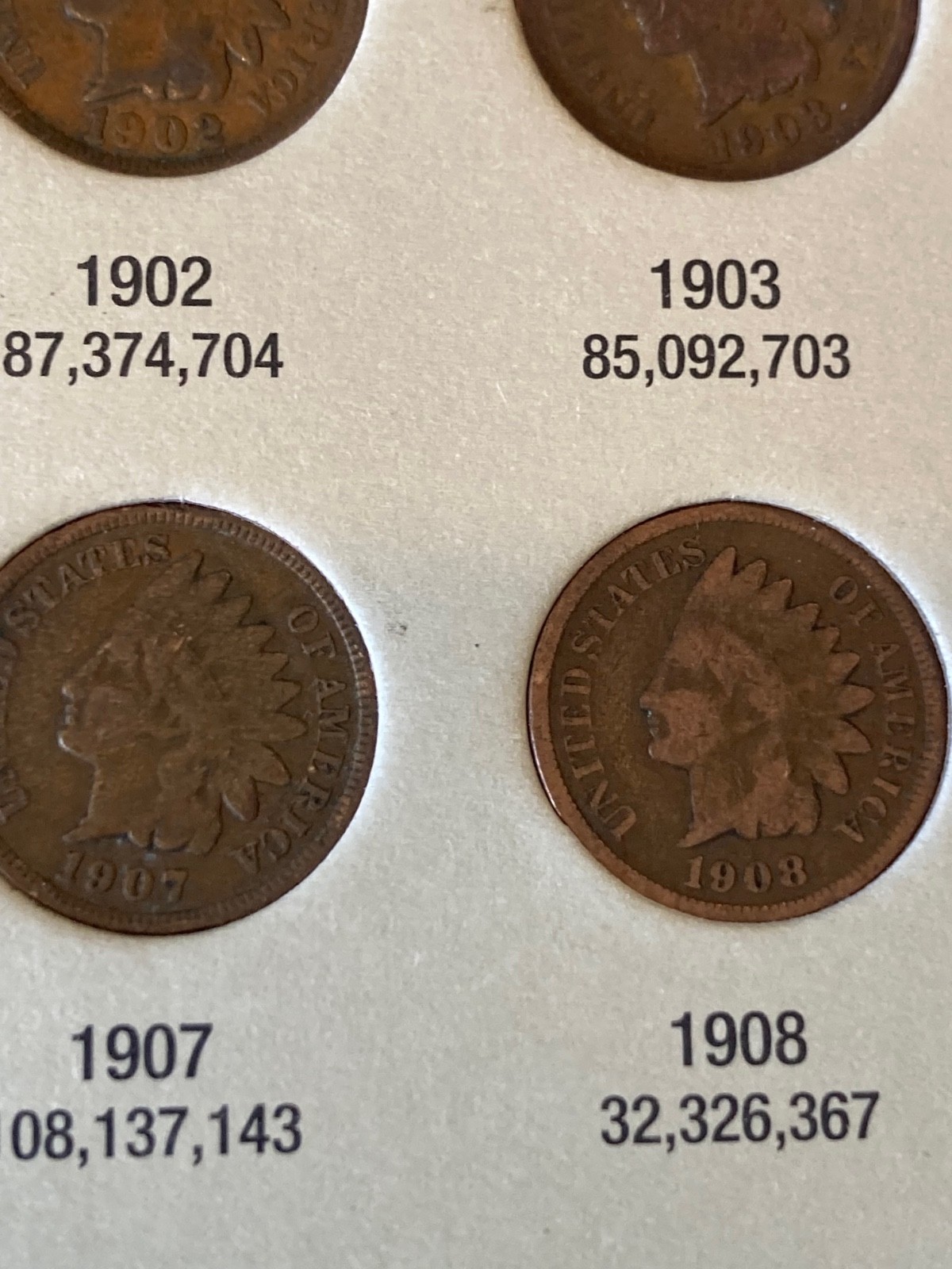 INDIAN CENT starter set in new folder, 20 different dates, nice decent coins