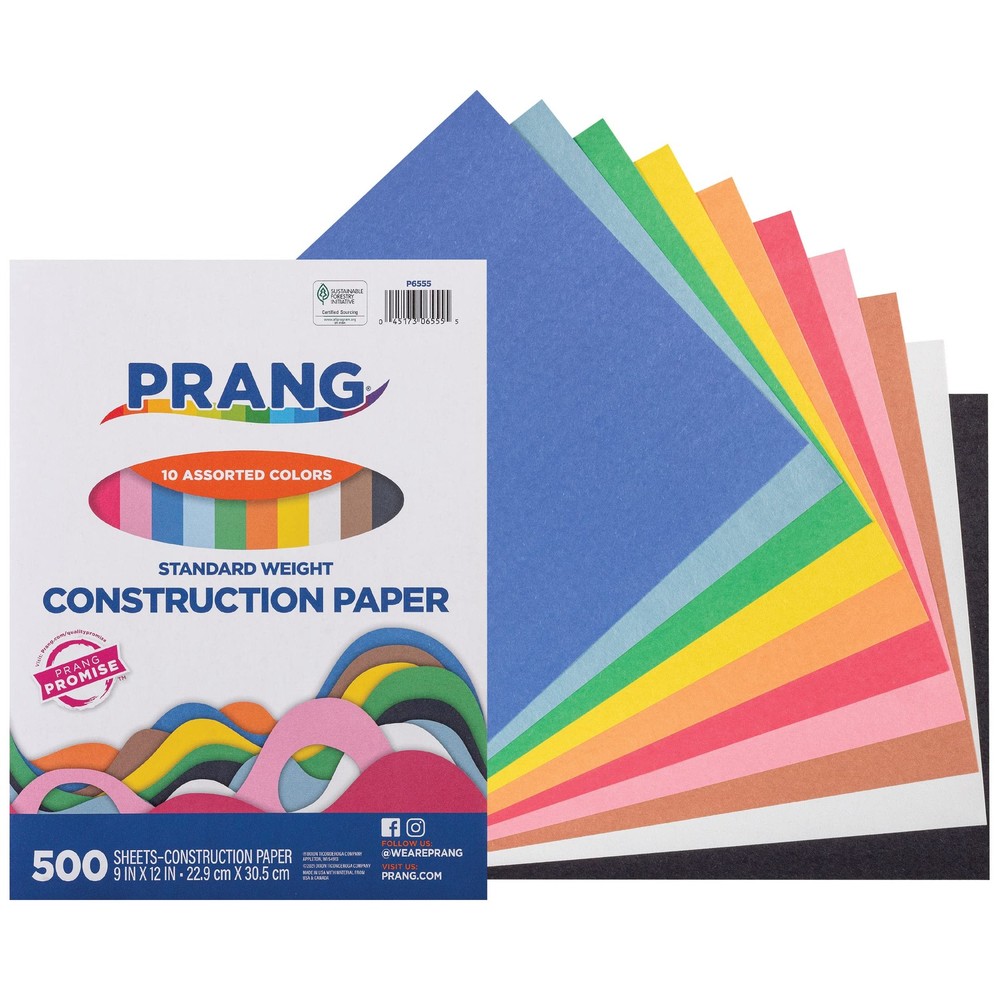 500 Sheets Prang Construction Paper 10 Assorted Colors 9" x 12" Sheets