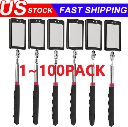 Inspection Mirror LED Lighted Mechanic Telescoping illuminate Swivel Extendable