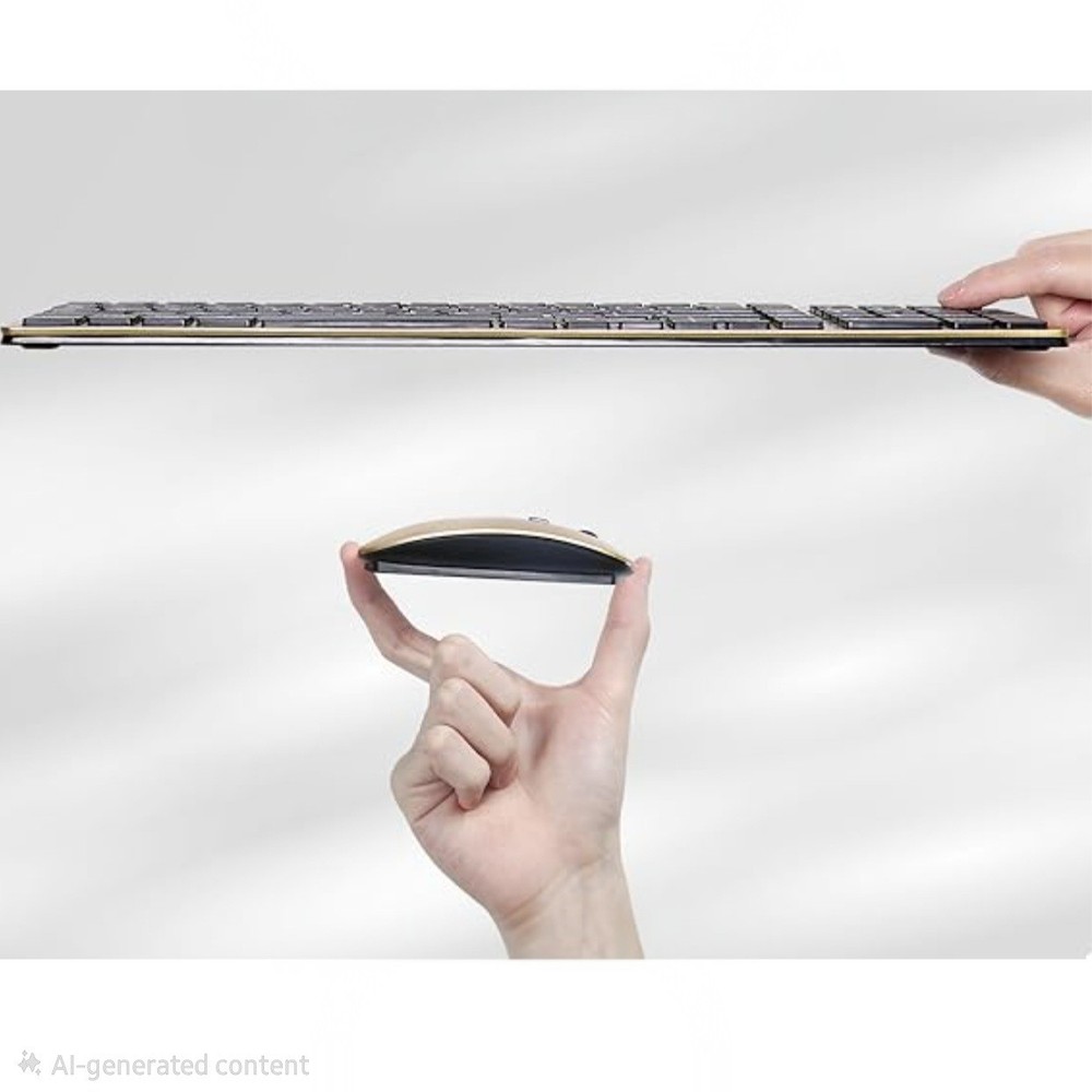 Ultra Slim Wireless Keyboard and Mouse Combo, Silent Compact Keyboard Mouse Set