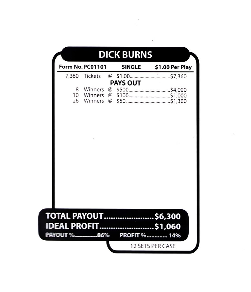 Pull Tab Tickets - Jar - Game - Dick Burns - 7,360 ct