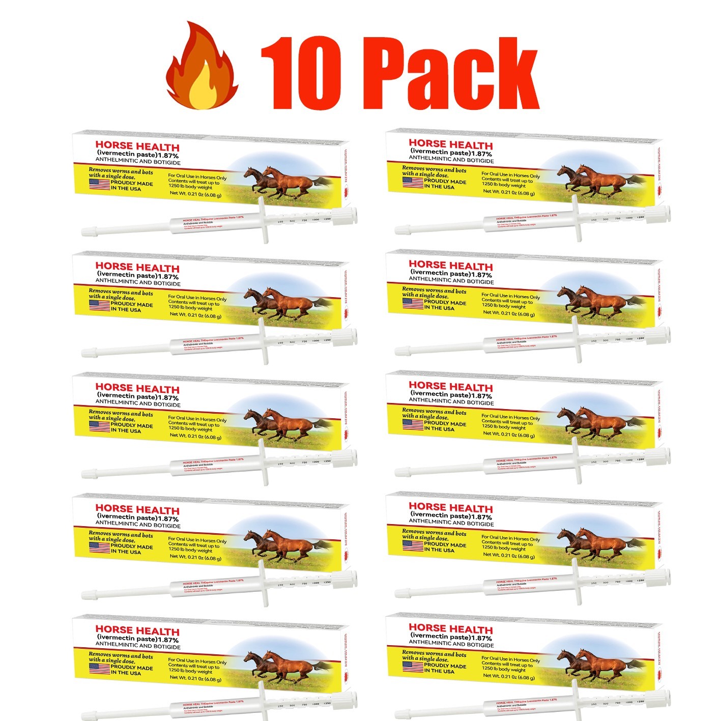 New Paste Wormer Horse Dewormer Apple Flavor US Free Shipping 10 Pack EXP 1/2028