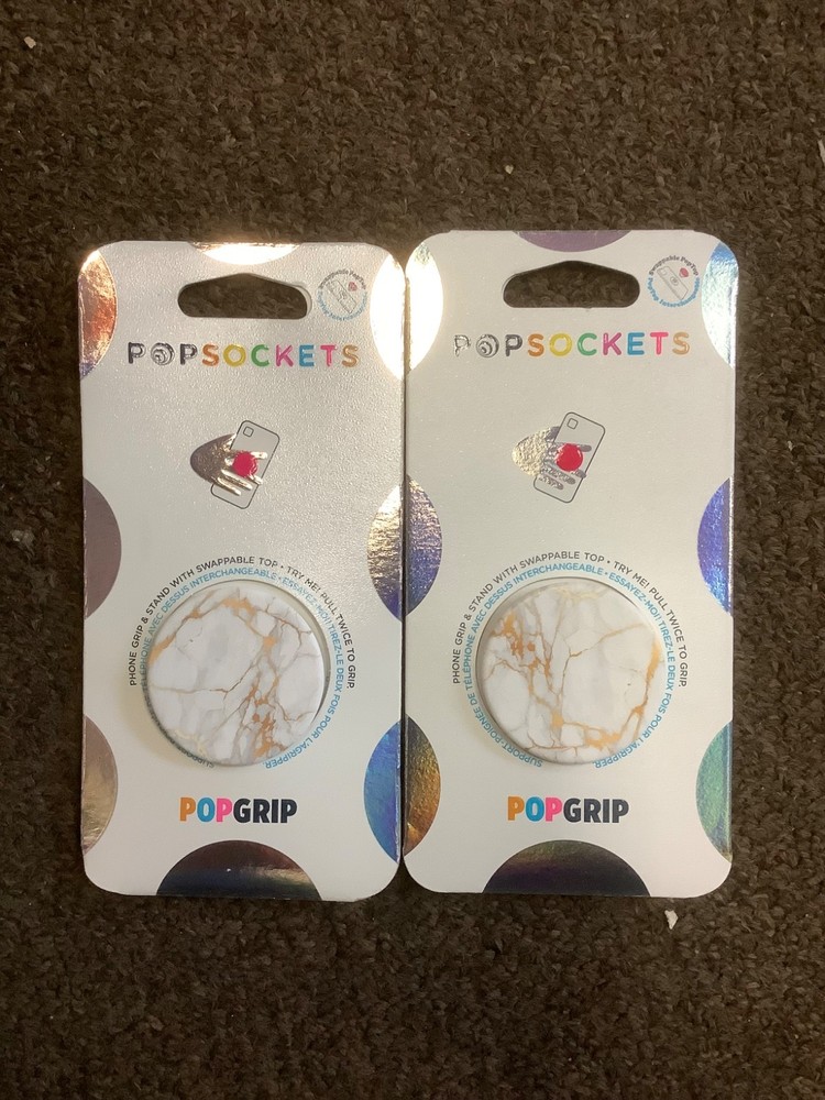 2*PopSockets Phone Grip Stand Gold Lutz Marble POPGRIP Popsocket