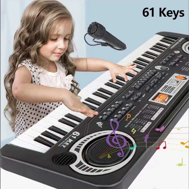 61 Key Electric Digital Piano Keyboard 200 Tones w/ Microphone Gift for Beginner